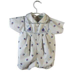 Tiny tots sailor suit 6-9m made in Philippines buttons snaps cotton blend  vinta